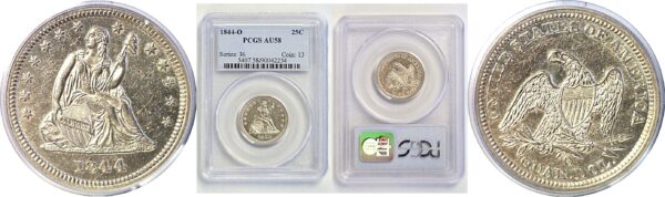 1844-O Seated Liberty Quarter  -  PCGS AU-58