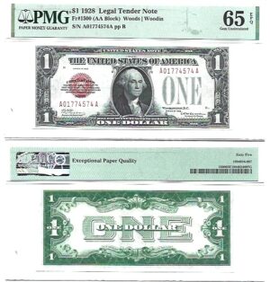 1928 $1 Legal Tender Note Fr-1500 PMG-65 EPQ