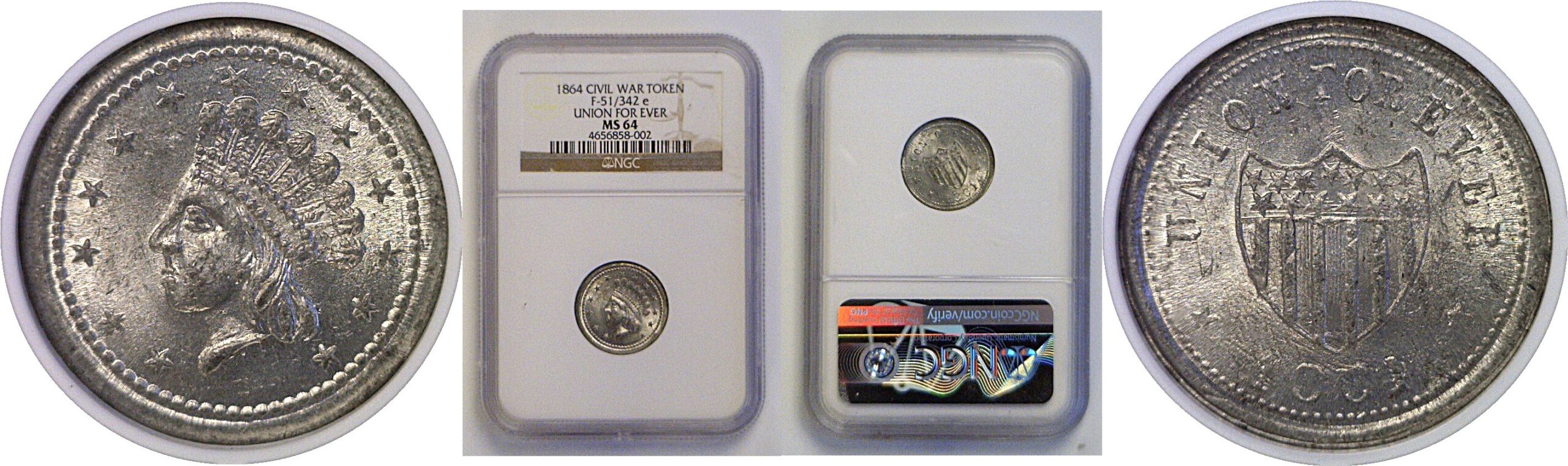 1864 Civil War Token   NGC MS-64