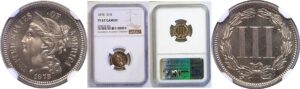 1878 Nickel Three Cent.  -  NGC PF-67 Cameo