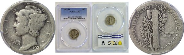 1921-D Mercury Dime. -  PCGS AG-3