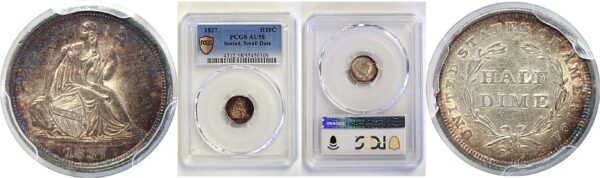 1837 Seated Liberty Half Dime  -  PCGS AU-58