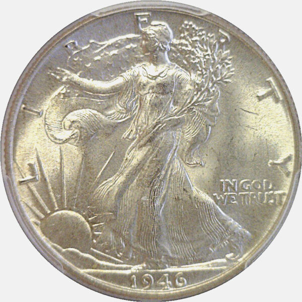 1946 Doubled Die Reverse.  Walking Liberty Half Dollar  -  PCGS MS-65  CAC - Image 2