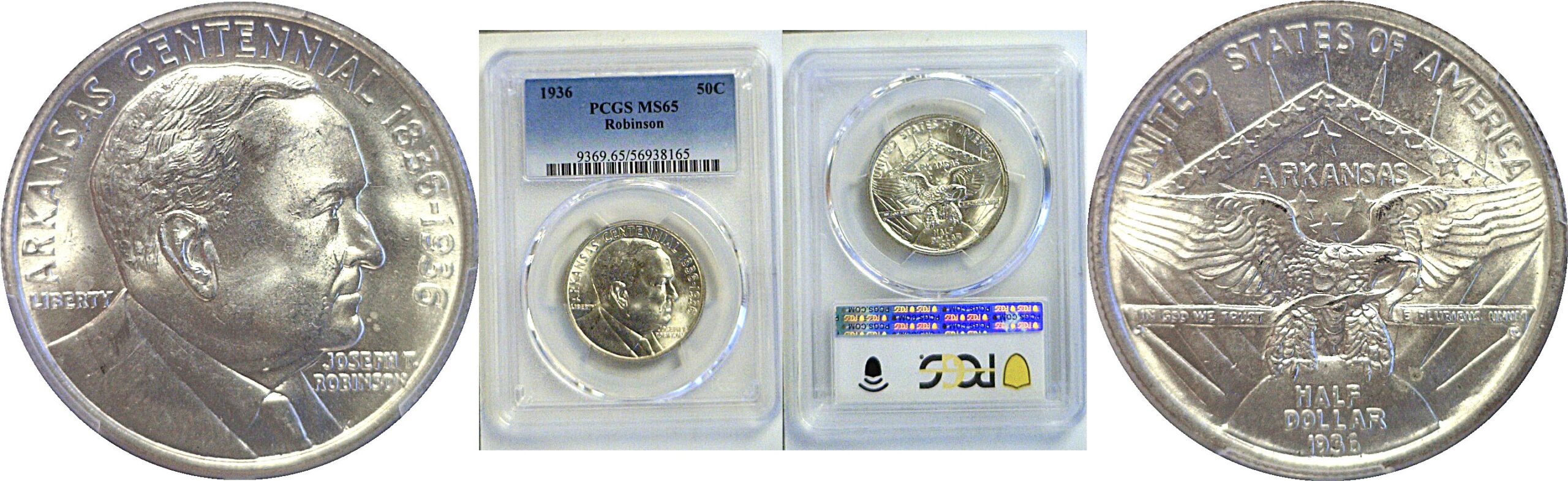 1936 Robinson Commemorative Half Dollar  -  PCGS MS-65