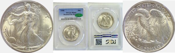 1946 Doubled Die Reverse.  Walking Liberty Half Dollar  -  PCGS MS-65  CAC