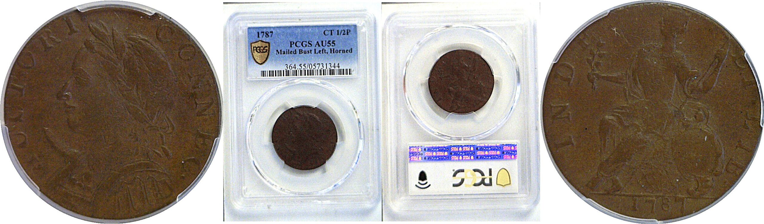 1787 Connecticut Halfpenny. -  PCGS AU-55
