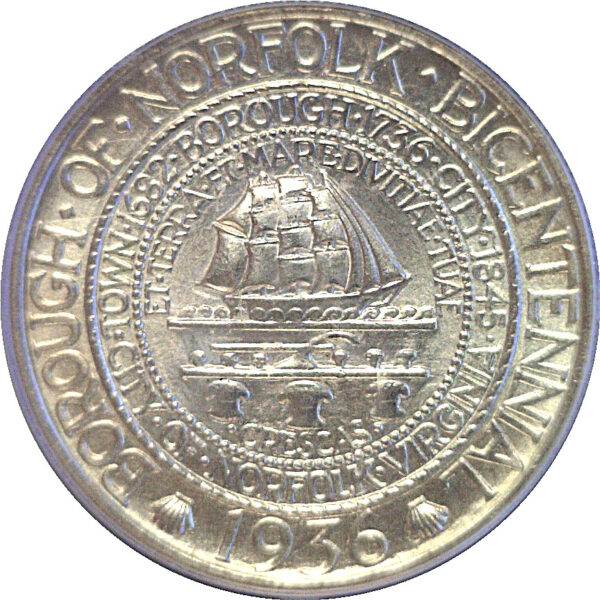 1936 Norfolk Commemorative Half Dollar  -  PCGS MS-66 - Image 2
