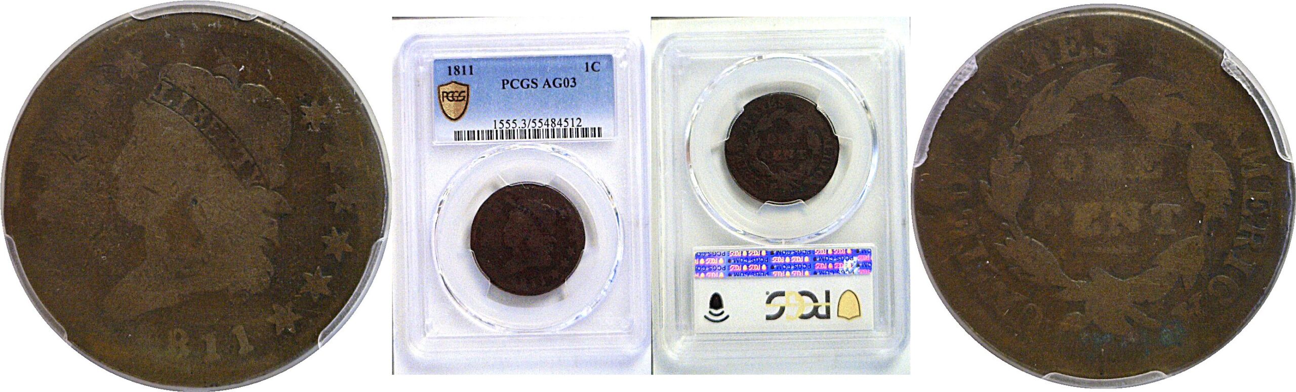 1811 Large Cent.  -  PCGS AG-3