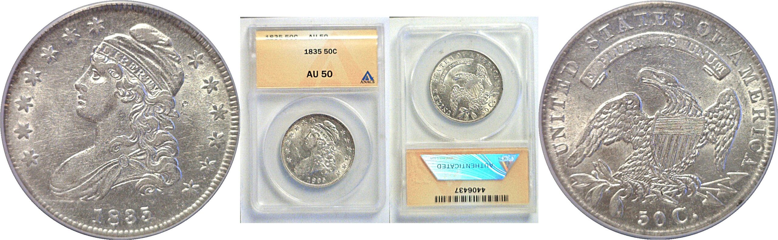 1835 Bust Half Dollar  -  ANACS AU-50