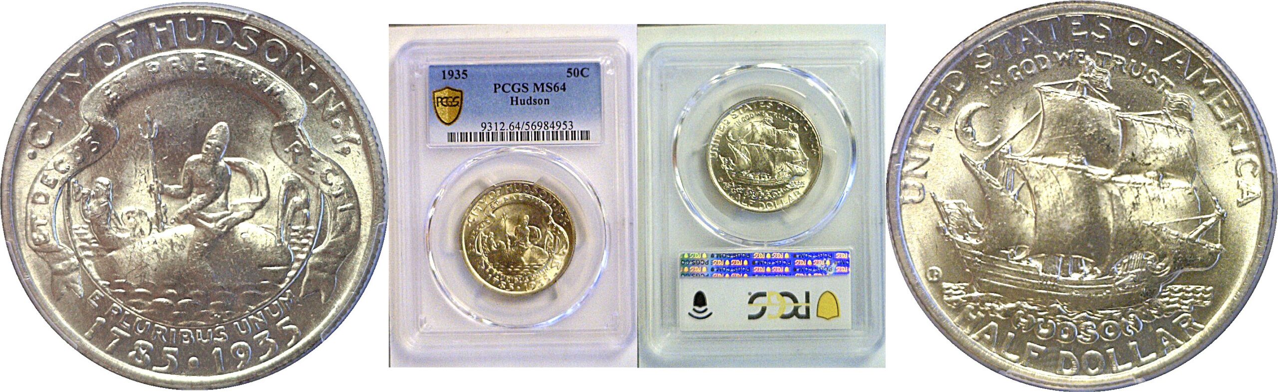 1935 Hudson Commemorative Half Dollar  -  PCGS MS-64