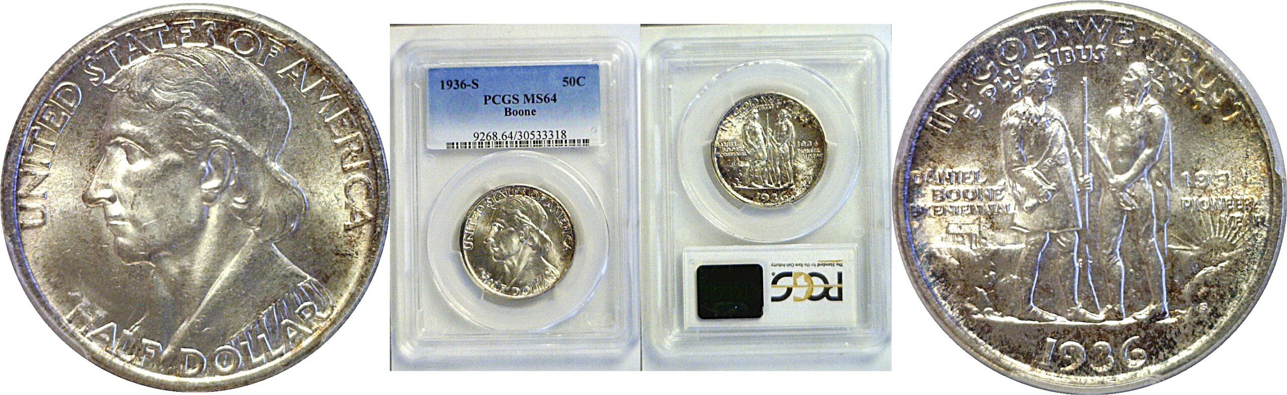 1936-S Boone Commemorative Half Dollar  -  PCGS MS-64