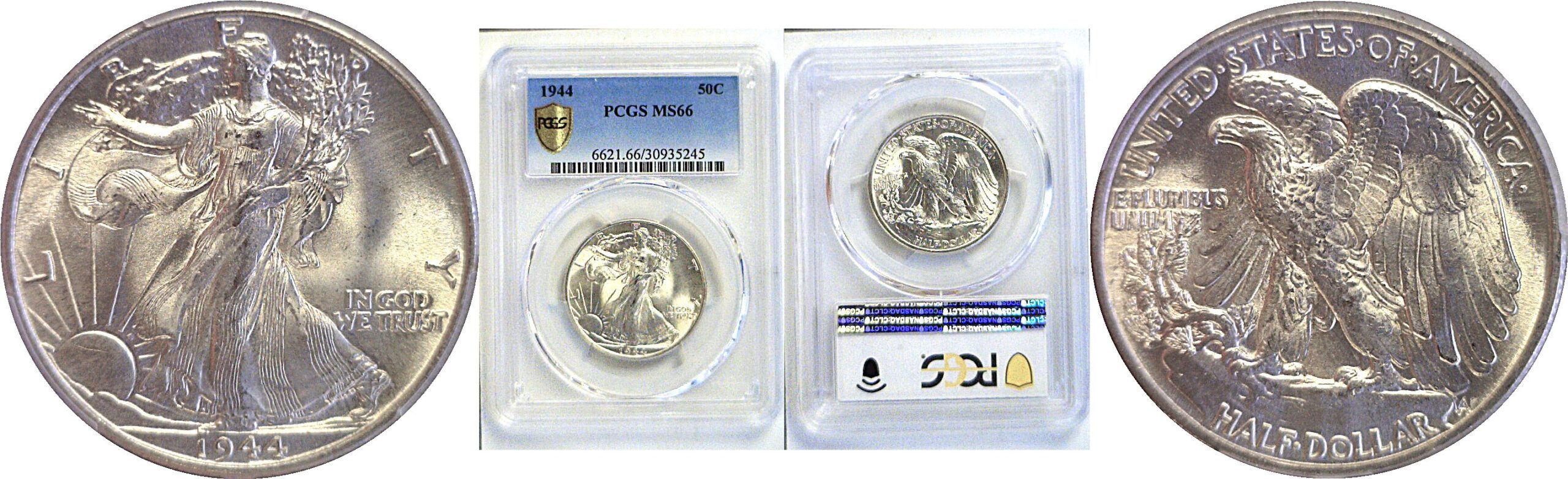 1944 Walking Liberty Half Dollar.  -  PCGS MS-66