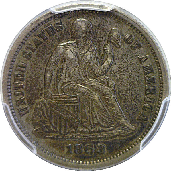 1863 Seated Liberty Dime  -  PCGS XF-45 - Image 2