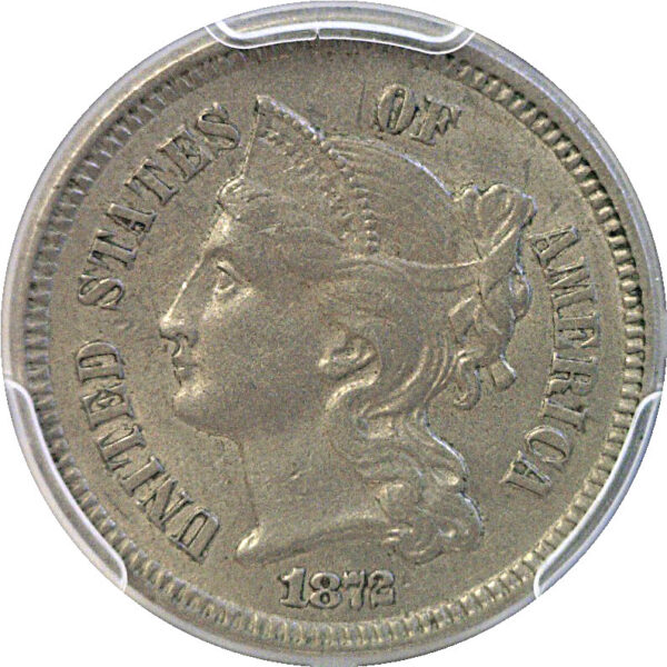 1872 Nickel Three Cent  -  PCGS AU-55 - Image 2