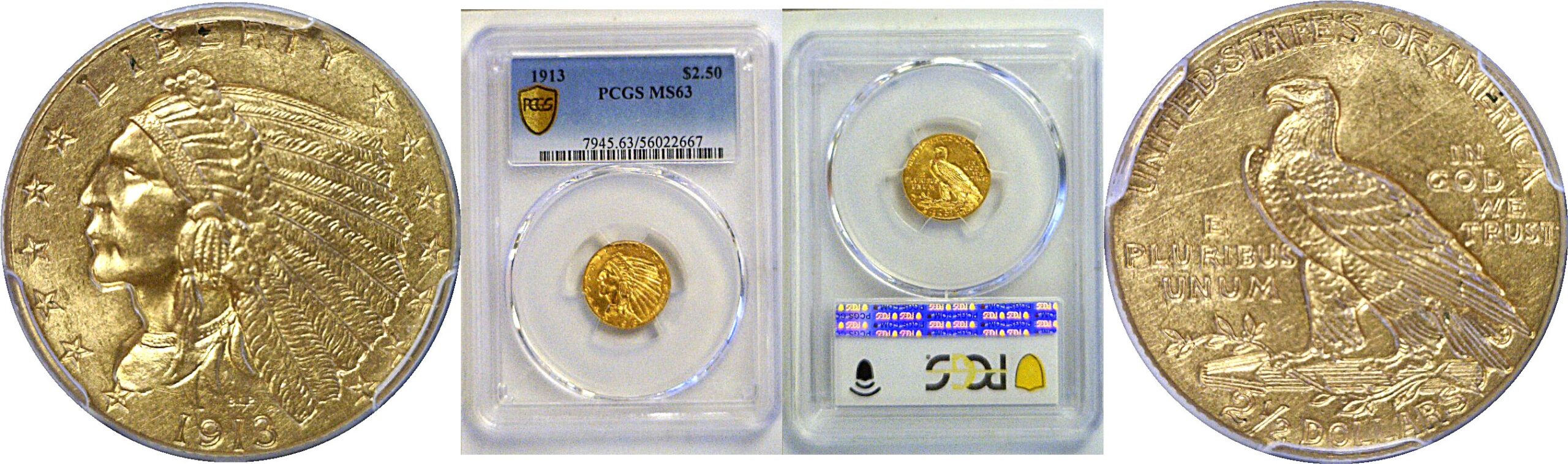 1913 $2 1/2 Indian  -  PCGS MS-63
