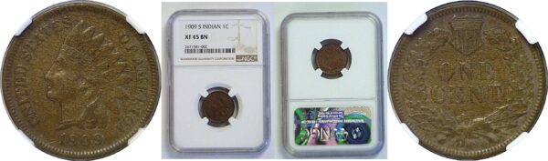 1909-S Indian Head Cent  -  NGC XF-45