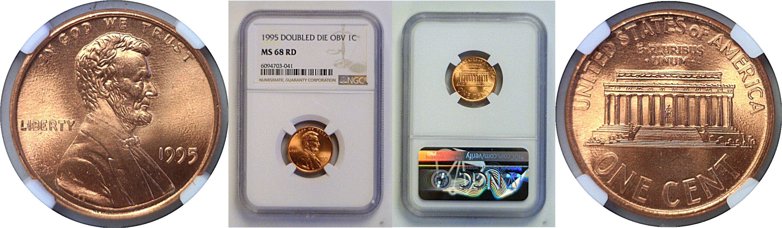 1995 Doubled Die Obverse  Lincoln Cent   NGC MS-68 RD