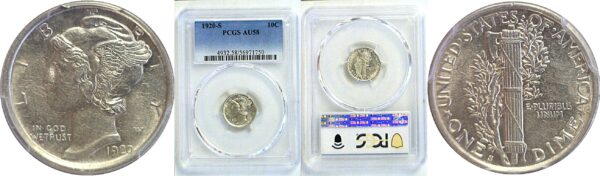 1920-S Mercury Dime. -  PCGS AU-58