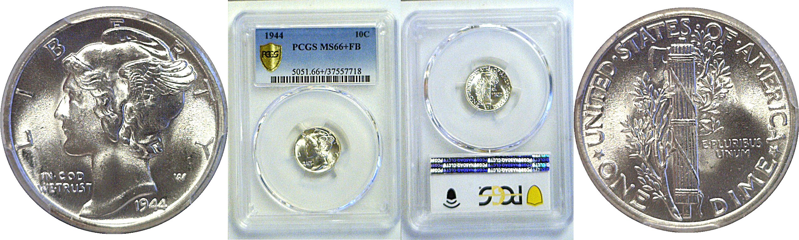 1944 Mercury Dime  -  PCGS MS-66+ FB