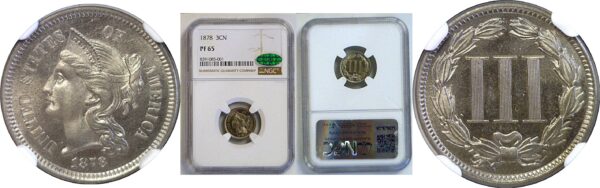 1878 Nickel Three Cent  -  NGC PF-65  CAC