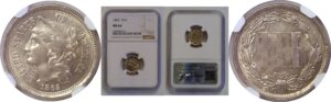 1865 Nickel Three Cent  -  NGC MS-64