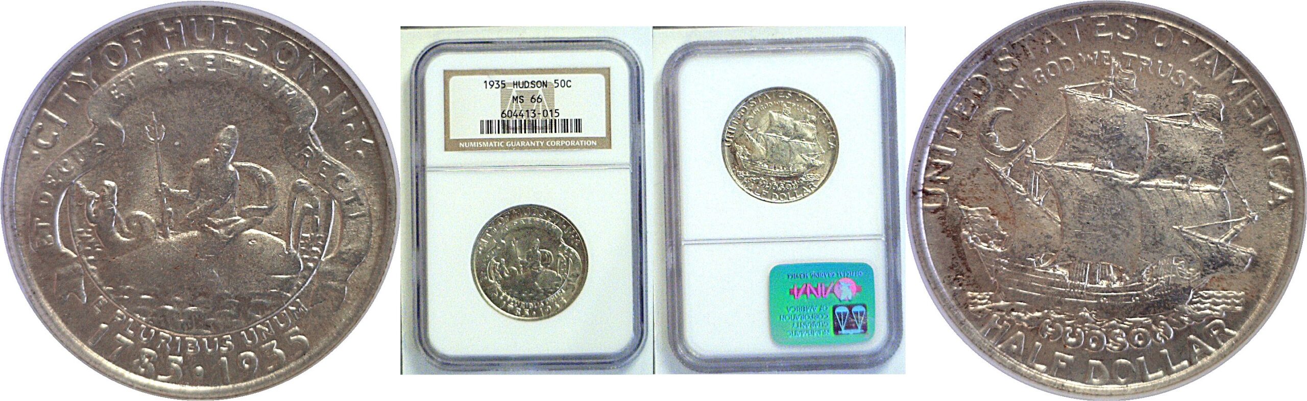 1935 Hudson Commemorative Half Dollar. -  NGC MS-66