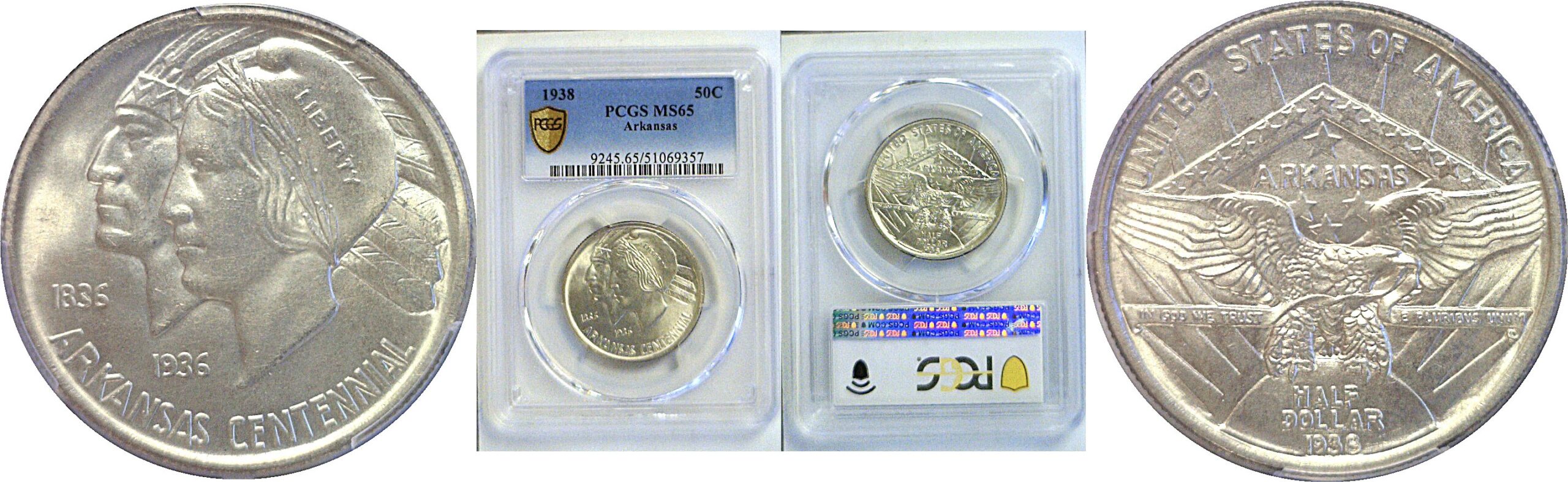 1938 Arkansas Commemorative Half Dollar  -  PCGS MS-65
