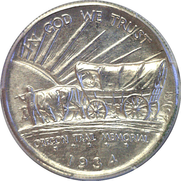 1934-D Oregon Trail Commemorative Half Dollar  -  PCGS MS-64 - Image 3