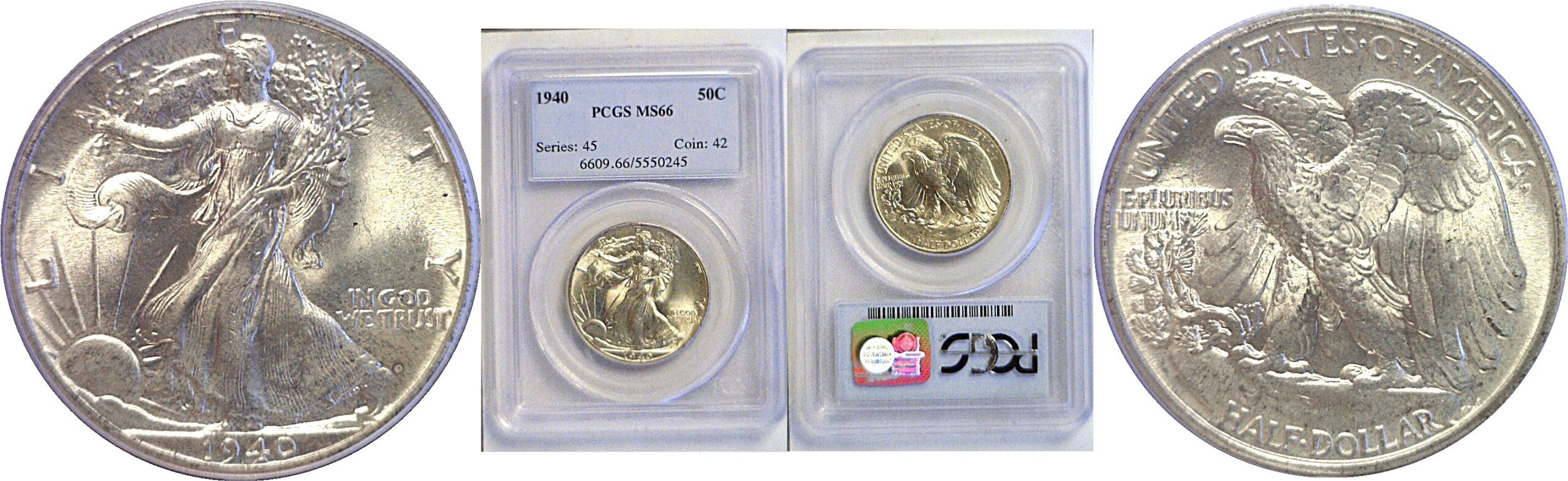 1940 Walking Liberty Half Dollar  -  PCGS MS-66