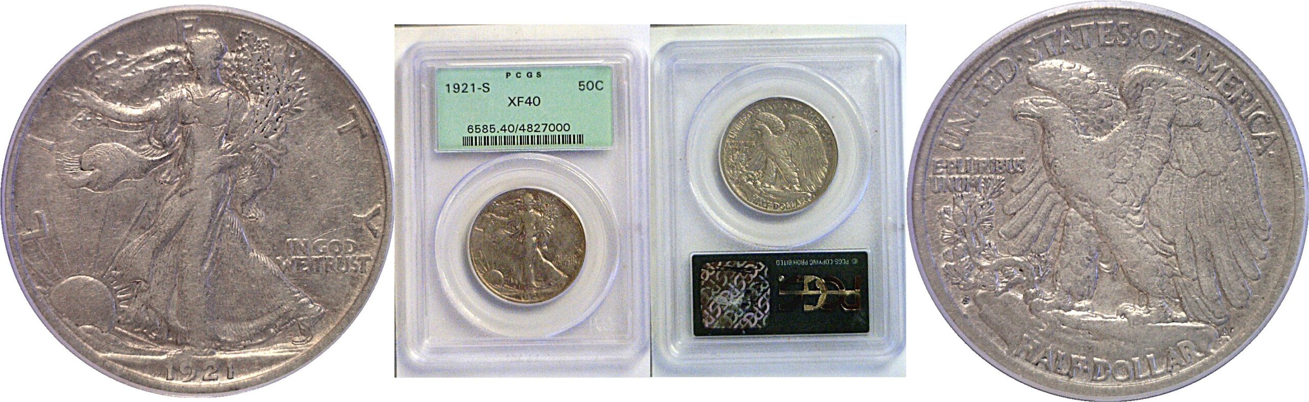 1921-S Walking Liberty Half Dollar  -  PCGS XF-40