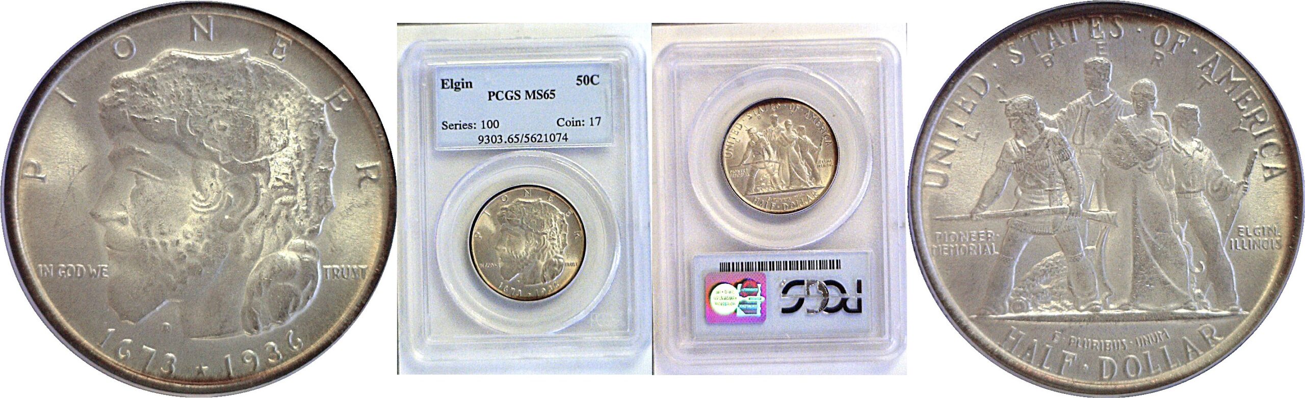 1936 Elgin Commemorative Half Dollar. -  PCGS MS-65