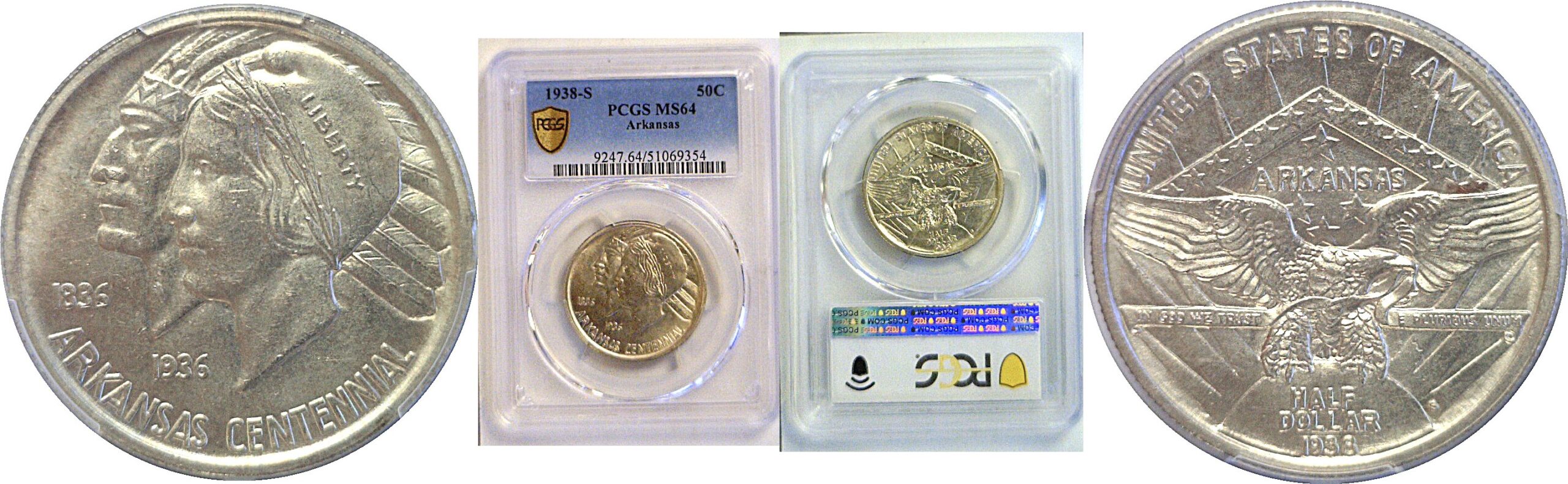 1938-S Arkansas Commemorative Half Dollar  -  PCGS MS-64