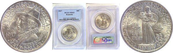 1937 Roanoke Commemorative Half Dollar. -  PCGS MS-65