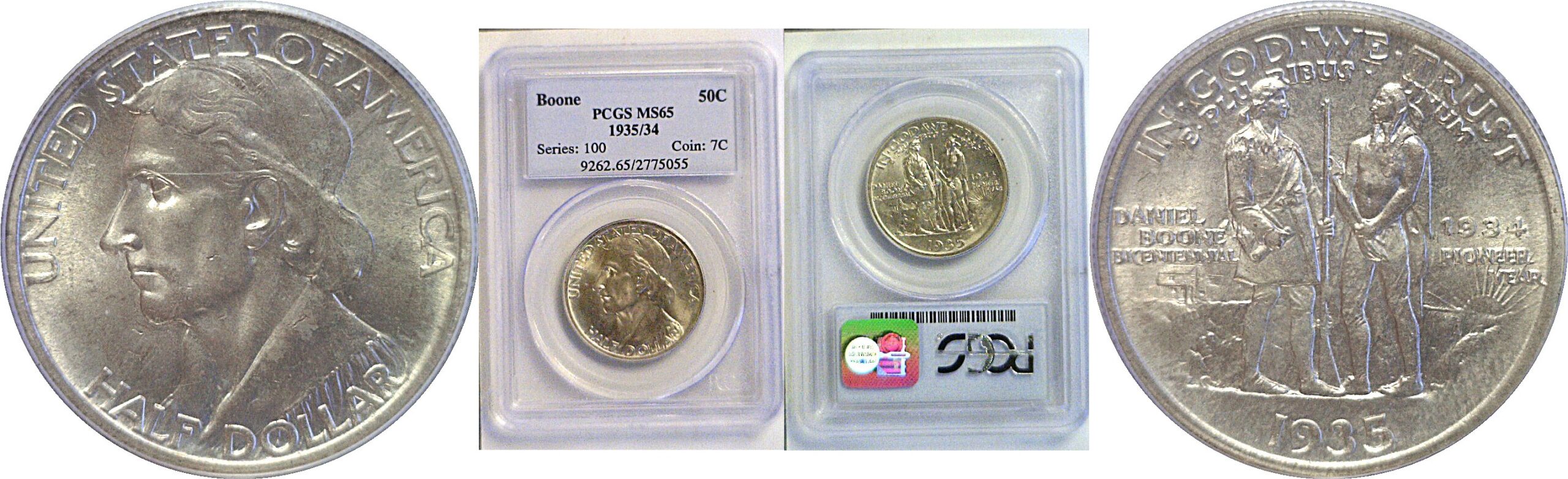 1935/4 Boone Commemorative Half Dollar  -  PCGS MS-65