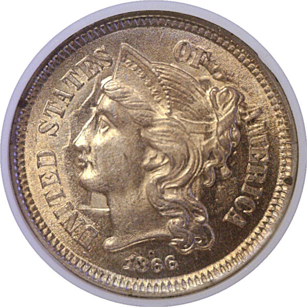 1866 Nickel Three Cent  -  NGC MS-64  CAC - Image 2
