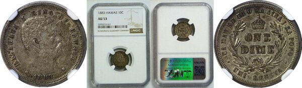 1883 Hawaiian Dime  -  NGC AU-53