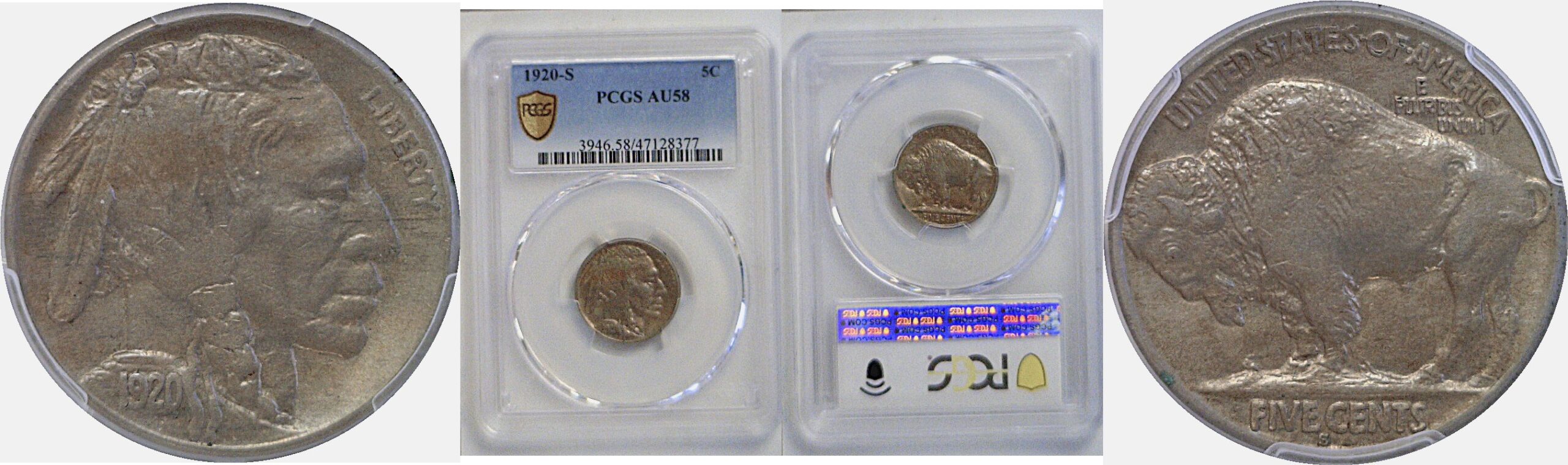 1920-S Buffalo Nickel  -  PCGS AU-58