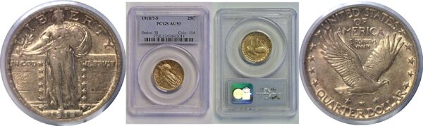 1918/7-S Standing Liberty Quarter  -  PCGS AU-53