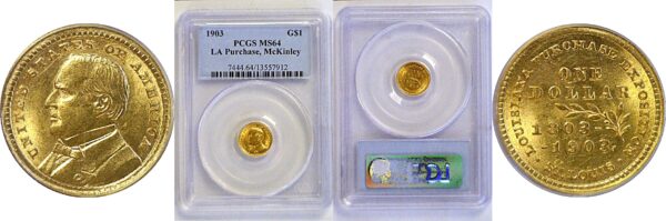 1903 $1 La. Purchase, McKinley. Gold Commemorative  -  PCGS MS-64