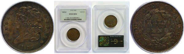 1832 Half Cent  -  PCGS MS-63 BN