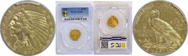 1928 $2 1/2 Indian  -  PCGS AU-58