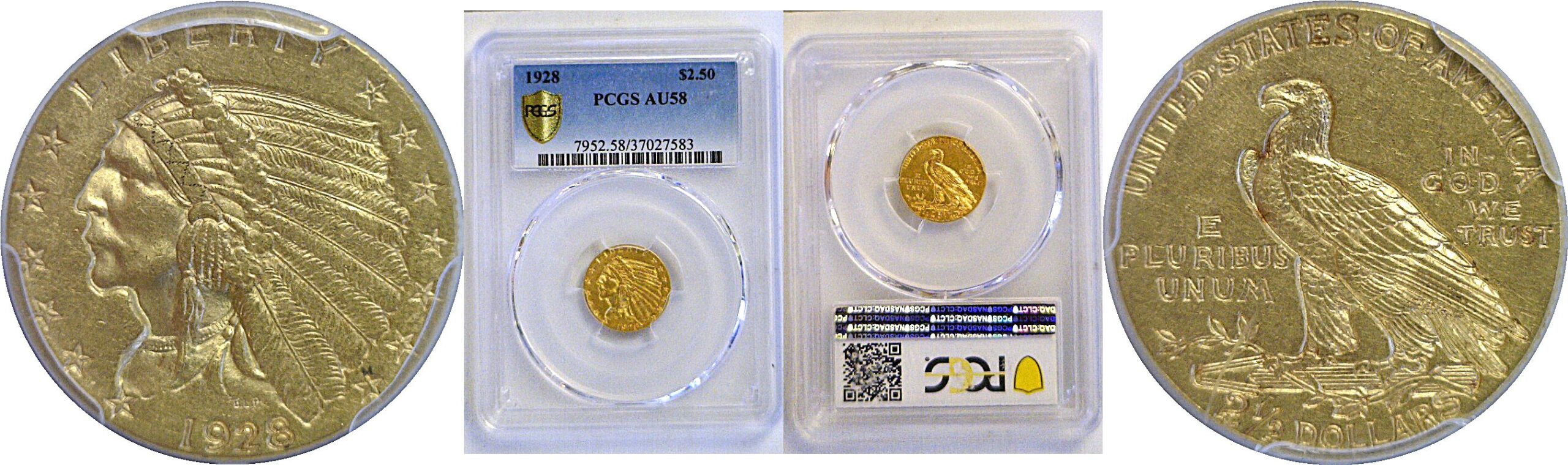 1928 $2 1/2 Indian  -  PCGS AU-58