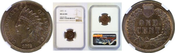 1872 Indian Head Cent   NGC MS-64 BN