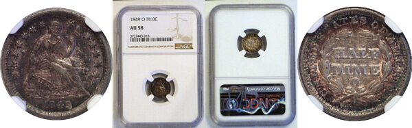 1849-O Seated Liberty Half Dime  -  NGC AU-58