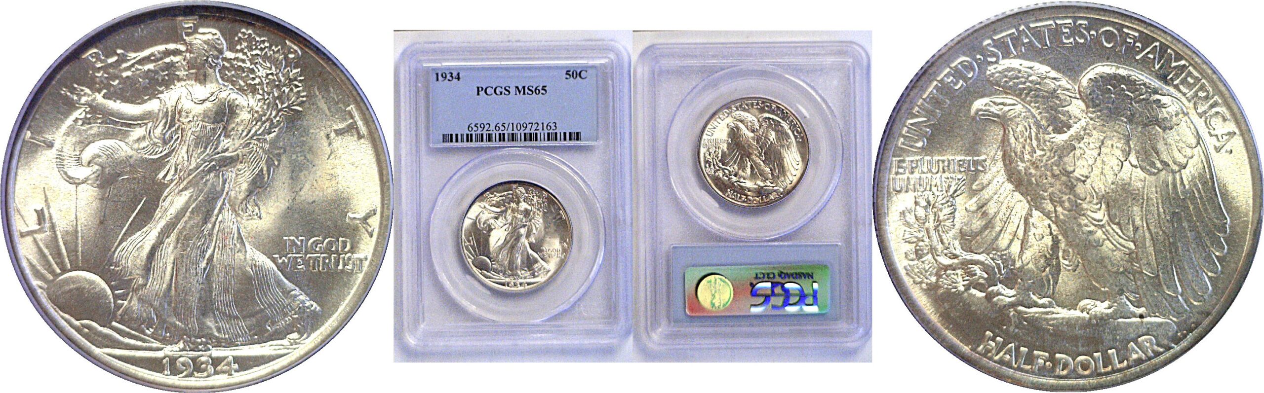 1934 Walking Liberty Half Dollar  -  PCGS MS-65