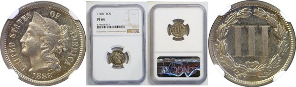 1888 Nickel Three Cent  -  NGC PF-64