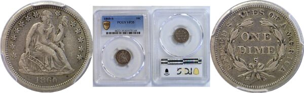 1860-S Seated Liberty Dime  -  PCGS VF-35