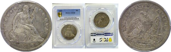 1850 Seated Liberty Half Dollar   -  PCGS XF-45
