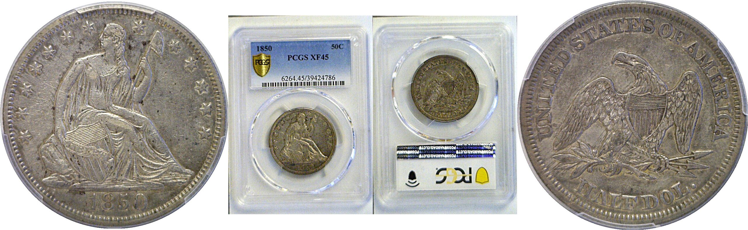 1850 Seated Liberty Half Dollar   -  PCGS XF-45