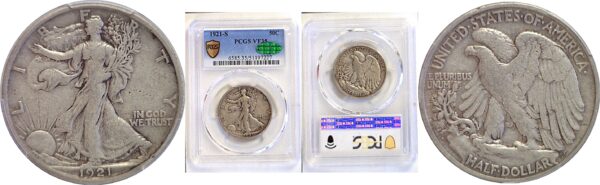 1921-S Walking Liberty Half Dollar. -  PCGS VF-35.  CAC